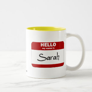 Tasse 2 Couleurs Bonjour mon nom est Sarah (rouge)