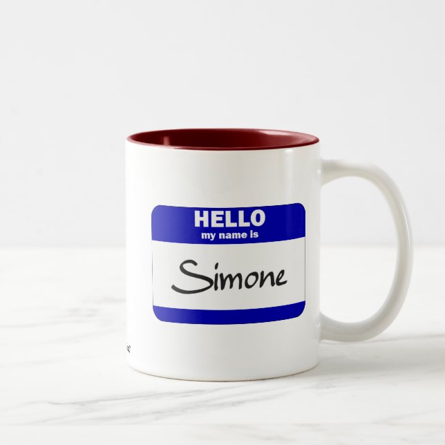 Tasse 2 Couleurs Bonjour mon nom est Simone (bleu) (Droit)