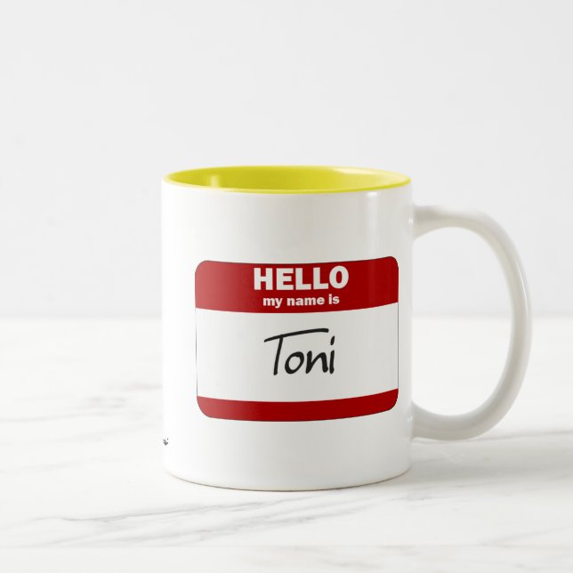 Tasse 2 Couleurs Bonjour mon nom est Toni (rouge) (Droit)
