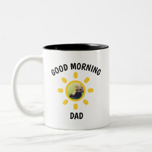 Tasse 2 Couleurs Bonjour Papa Photo Personnalisée