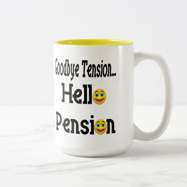 Tasse 2 Couleurs Bonjour pension de retraite (Droit)