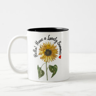 Tasse 2 Couleurs Bonjour ! Profitez d'un été agréable - tournesol V