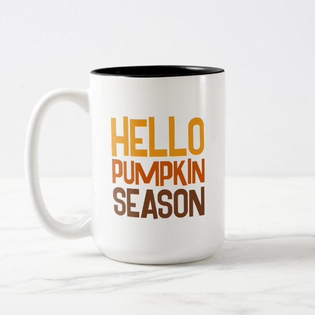 Tasse 2 Couleurs Bonjour Saison Citrouille (Gauche)