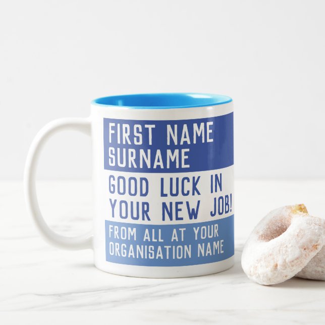 Tasse 2 Couleurs Bonne chance dans votre nouvel emploi - Laisser pr (Avec donut)