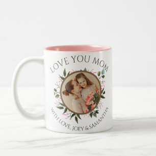 Tasse 2 Couleurs Bonne fête des mères Floral Modern Script 1 Phot