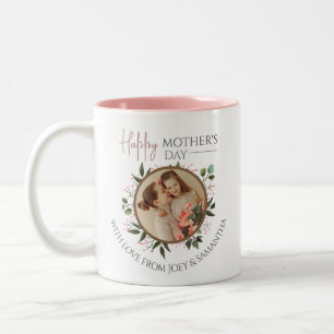 Tasse 2 Couleurs Bonne fête des mères Floral Modern Script 1 Phot