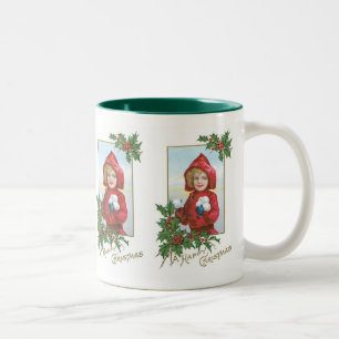 Tasse 2 Couleurs Bonne fille de Noël avec des boules de neige