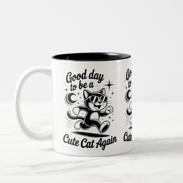 Tasse 2 Couleurs Bonne journée joli chat (Gauche)
