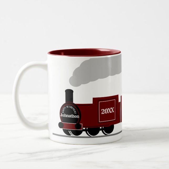 Tasse 2 Couleurs Bonne retraite ferroviaire personnalisée (Gauche)