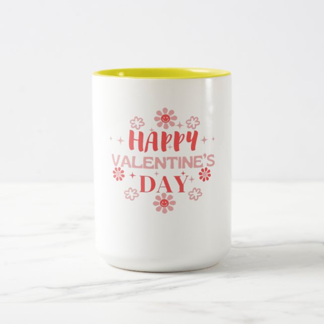 Tasse 2 Couleurs Bonne Saint Valentin Love Design (Centre)