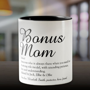 Tasse 2 Couleurs Bonus Mom Définition Citation Amusante élégante