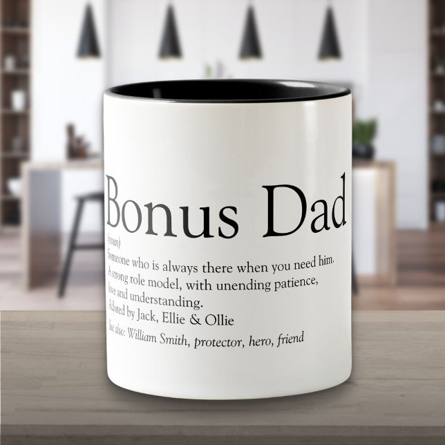 Tasse 2 Couleurs Bonus Papa Définition de Fathers Day Stepfather (Bonus Dad Definition Fathers Day Stepfather Two-Tone Coffee Mug)