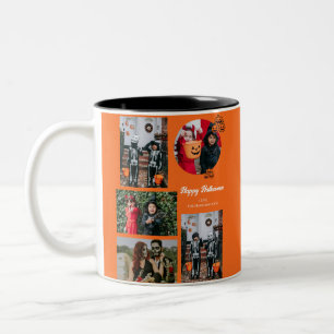 Tasse 2 Couleurs Boo citrouille jack-o-lanterne Halloween Collage p