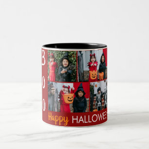 Tasse 2 Couleurs Boo citrouille jack-o-lanterne Halloween Collage p