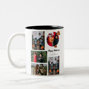 Tasse 2 Couleurs Boo citrouille jack-o-lanterne Halloween Collage p