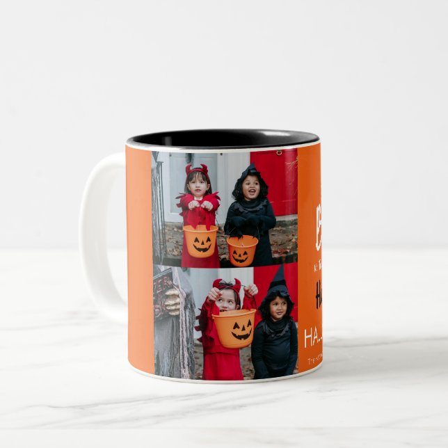 Tasse 2 Couleurs Boo citrouille jack-o-lanterne heureux Halloween 2 (Devant gauche)