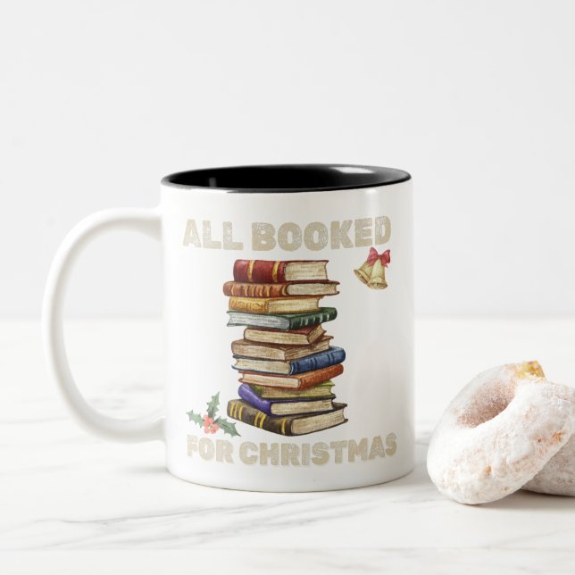 Tasse 2 Couleurs Book Lover All Booking pour Noël (Avec donut)