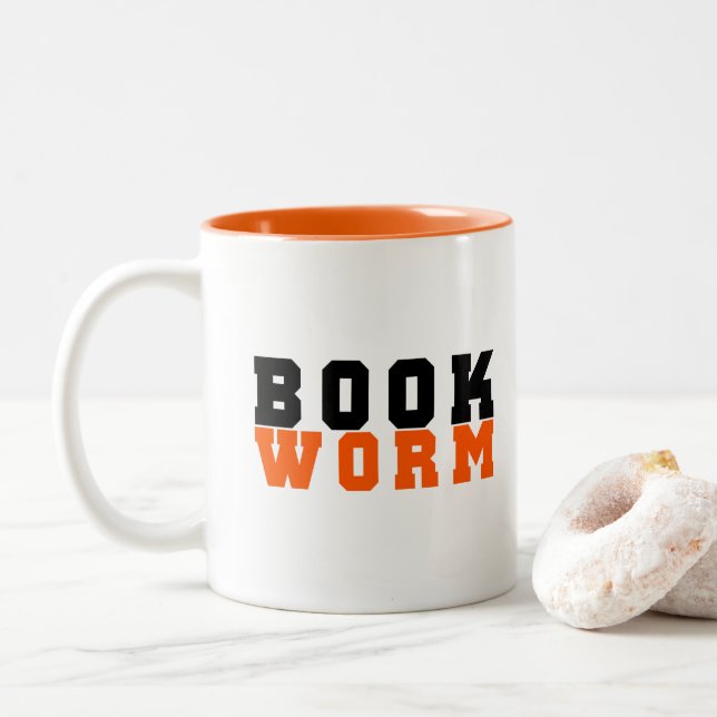Tasse 2 Couleurs Bookworm, Amateur de livres (Avec donut)