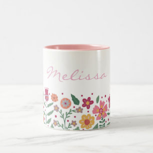 Tasse 2 Couleurs Bordure des fleurs de printemps