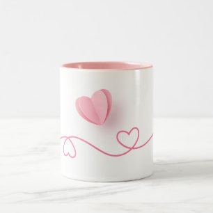 Tasse 2 Couleurs Bordure En Forme De Coeur Avec Coeur De Papier Réa