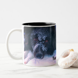 Tasse 2 Couleurs Bordure face à la neige Collie mignonne Personnali