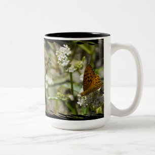 Tasse 2 Couleurs Bordure noire du papillon orange et de l'abeille