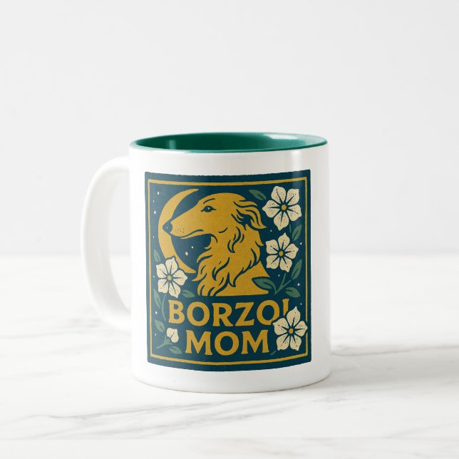 Tasse 2 Couleurs Borzoi Maman (Devant gauche)