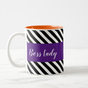Tasse 2 Couleurs Boss lady Bandes noires et bande violette