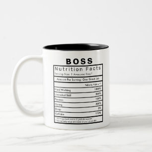 Tasse 2 Couleurs Boss Nutrition Facts Statistiques Drôle