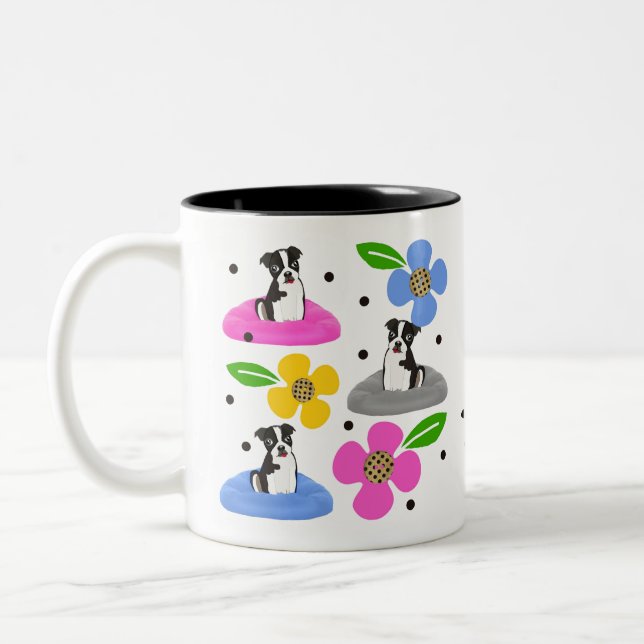 Tasse 2 Couleurs Boston Terrier (Gauche)