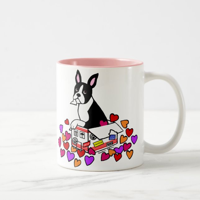 Tasse 2 Couleurs Boston Terrier dans la bande dessinée de boîte (Droit)