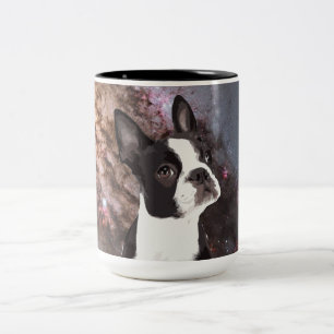 Tasse 2 Couleurs Boston Terrier dans l'espace