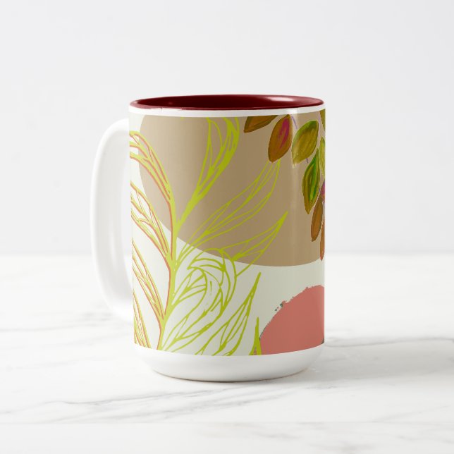 Tasse 2 Couleurs Botanique Boho jaune vert (Devant gauche)