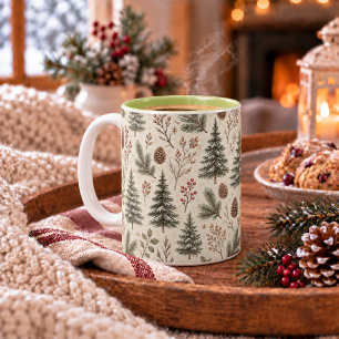 Tasse 2 Couleurs Botanique forestière hivernale rustique