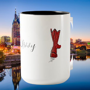 Tasse 2 Couleurs Botte rousse Country Script personnalisé