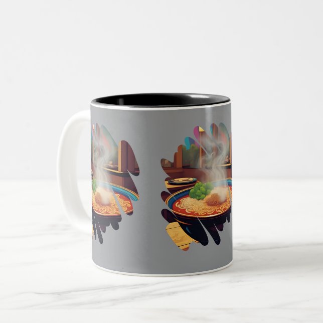 Tasse 2 Couleurs Bouche de nouilles vapeur (Devant gauche)