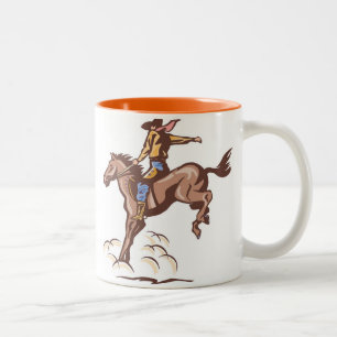 Tasse 2 Couleurs Bouchon de café cowboy bronco