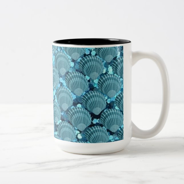 Tasse 2 Couleurs Bouchon de coquillage turquoise (Droit)