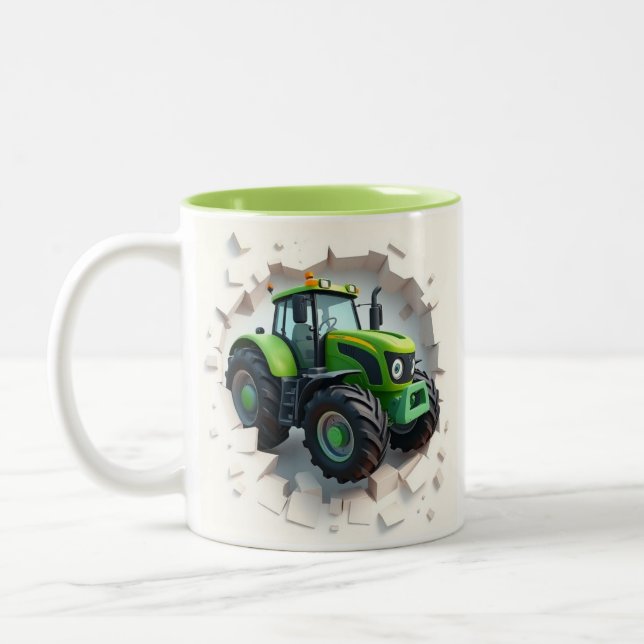Tasse 2 Couleurs Bouchon d'enrobage de tracteur vert 3d, bouchon de (Gauche)