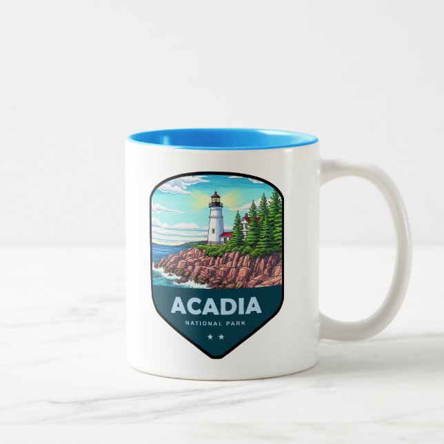 Tasse 2 Couleurs Bouclier du Parc national d'Acadia (Droit)