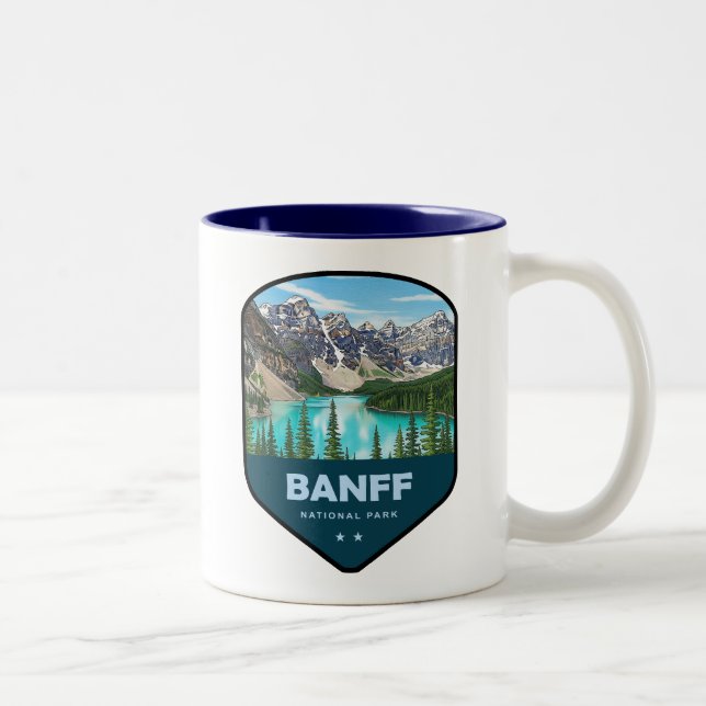 Tasse 2 Couleurs Bouclier du parc national de Banff (Droit)