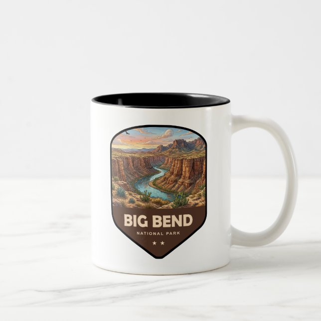 Tasse 2 Couleurs Bouclier du parc national de Big Bend (Droit)