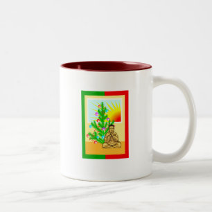 Tasse 2 Couleurs Bouddha de Noël avec arbre !