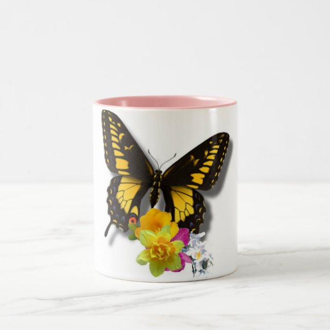 Tasse 2 Couleurs Boue-cadeau papillon (Centre)