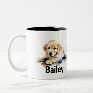 Tasse 2 Couleurs Boue d'aquarelle Golden Retriever