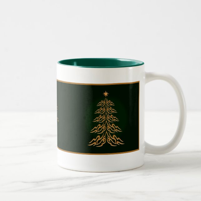 Tasse 2 Couleurs Boue d'arbre de Noël de la cloche verte (Droit)