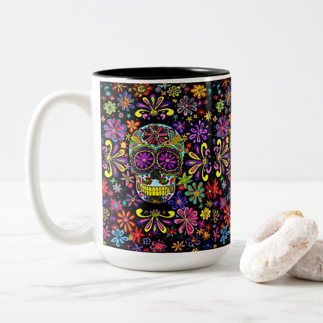 Tasse 2 Couleurs Boue de crâne sucre (Avec donut)