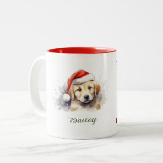 Tasse 2 Couleurs Boue de Noël Golden Retriever Watercolor