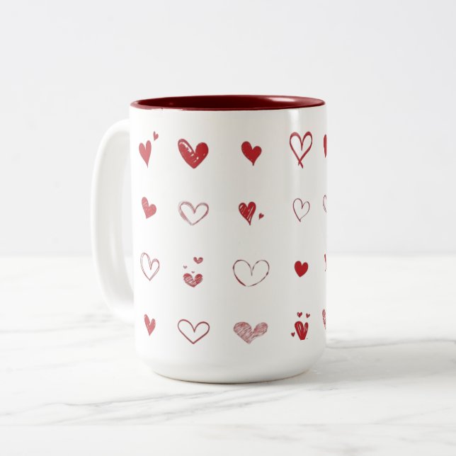 Tasse 2 Couleurs Boug de café imprimé sur coeur personnalisé (Devant gauche)
