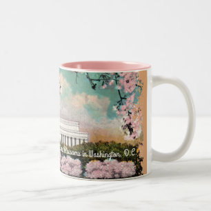 Tasse 2 Couleurs Boug de café peint en fleurs de cerises